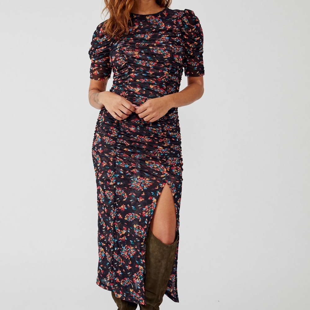 Free People | Briella Ruched Printed Midi Dress NWT - Picture 5 of 15
